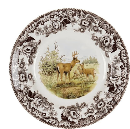 Spode Woodland American Wildlife Mule Deer Dinner Plate - Rustic Earthenware Tableware, 10.5" Collectible Plate for Holiday Dining, Dishwasher, Microwave, Oven Safe - Made in England