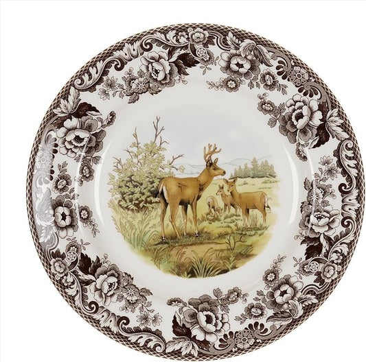 Spode Woodland American Wildlife Mule Deer Dinner Plate - Rustic Earthenware Tableware, 10.5" Collectible Plate for Holiday Dining, Dishwasher, Microwave, Oven Safe - Made in England