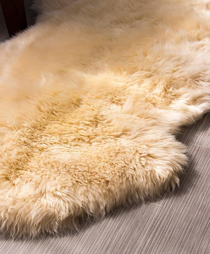 HUAHOO Premium Genuine Sheepskin Rug Beige Real Australia Sheepskin Natural - Image 3