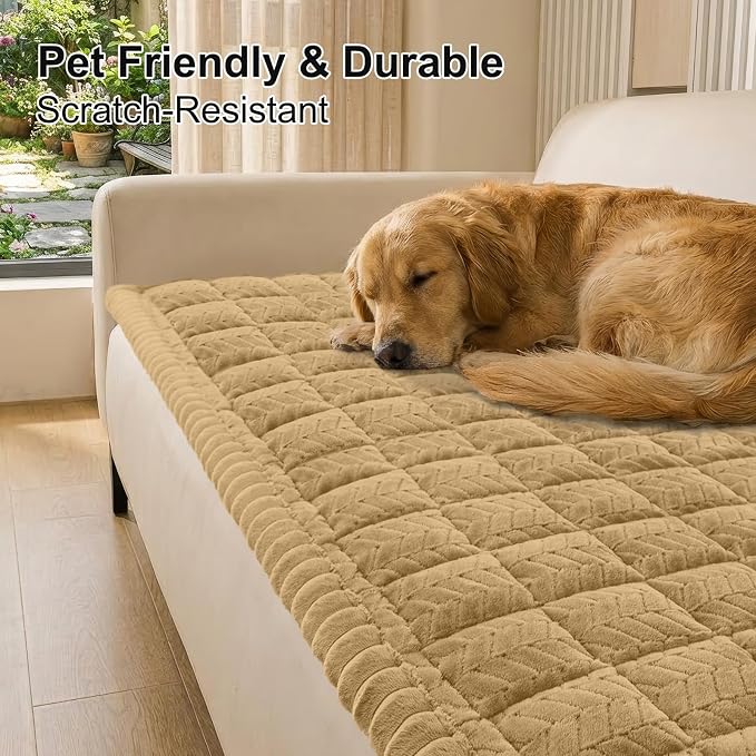 Smiry Couch Cover for Dogs, Non Slip Fuzzy Pet Sofa Arm Covers Washable | Sofa - Image 2