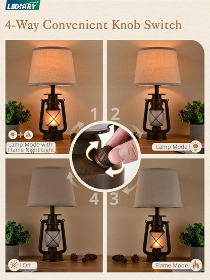 LEDIARY 18.72" LED Vintage Lantern Flickering Flame Table Lamps - Image 3