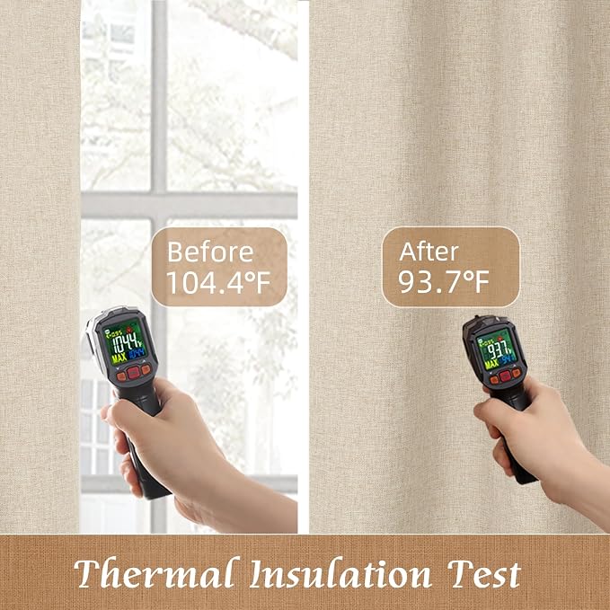 40 Inch Length 100% Blackout Linen Window Curtains - Image 6