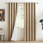 NICETOWN Camel High-End Thermal Flax Linen Curtains, Full Blackout Privacy by NICETOWN