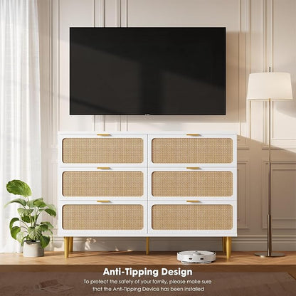 GarveeHome Rattan 6 Drawer Dressers - Image 9