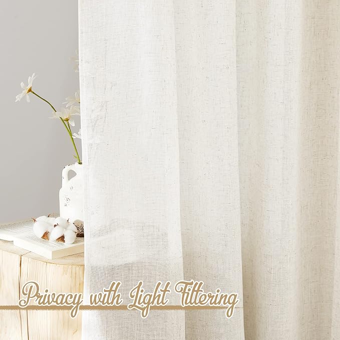 NICETOWN 102 inch Curtains Natural Linen Burlap - Image 7
