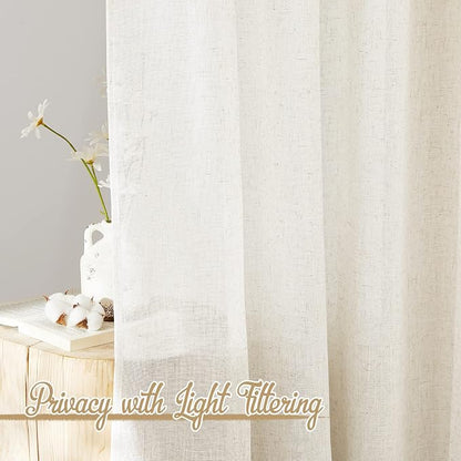 NICETOWN 102 inch Curtains Natural Linen Burlap - Image 7