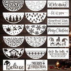 Christmas Stencils for Painting on Wood 12” Christmas Stencils for Crafts Reusable Holiday Doormat Stencil for Porch Hanger Fabrics Decor(Xmas Half RD Stencil 05/18P)