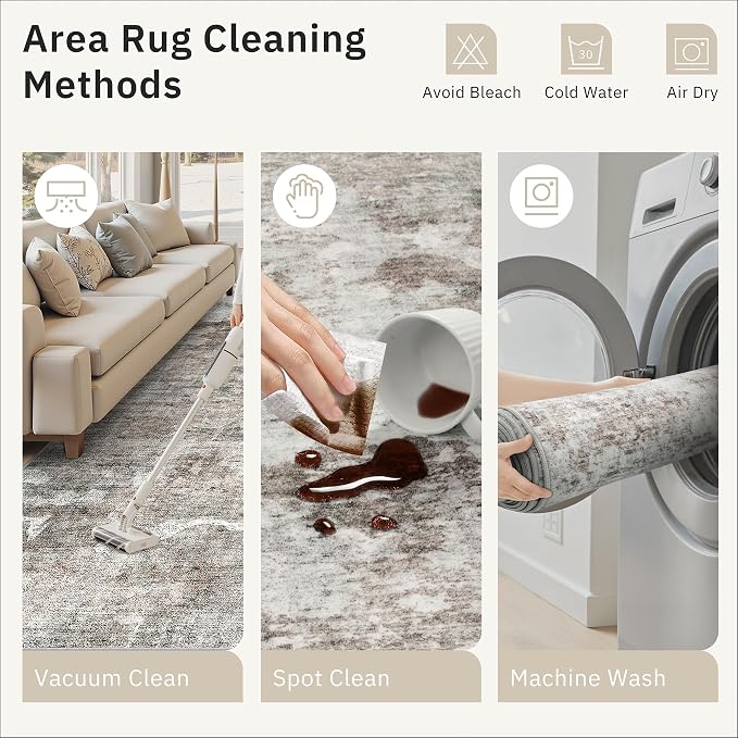 Soalmost Abstract 3x5 Rugs, Small Kitchen Entryway Area Rug Pink/Grey | Vintage - Image 9