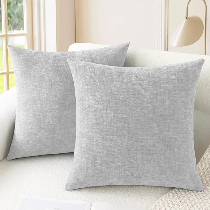 CaliTime Decorative Throw Pillow Covers 16 X 16 Inches Moonbeam Gray | Pack of 2 by CaliTime