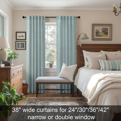 Seafoam Curtains 38 Inch Wide for Small Window 2 Panels Back Tab Rod Pocket - Image 2