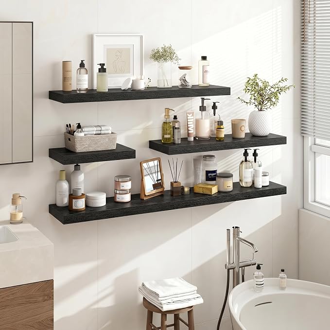 Acovy 36 Inch Floating Shelves, Wooden Shelves - Image 2