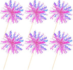 30 PCS Foil Firework Cupcake Toppers Sparkle Tinsel Cupcake Picks Happy Birthday Cake Decorations Drink Stirrers Cocktail Food Fruit Toothpicks for Baby Shower Graduation Party Supplies Rose Red