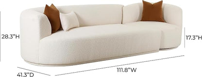 Tov Furniture Fickle Cream Boucle 2-Piece Modular LAF Sofa - Image 3
