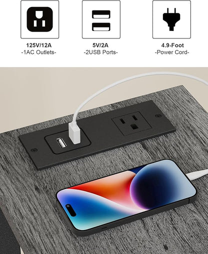 TUTOTAK Small End Table with Charging Station, Narrow Side Table with USB Ports - Image 8
