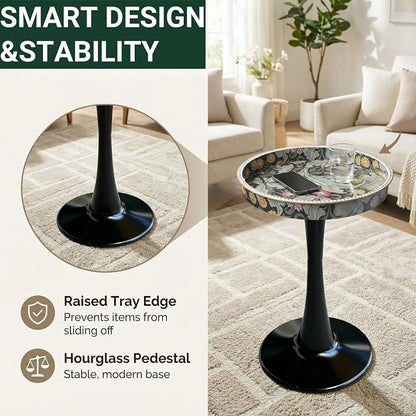 Gesodant Boho Chic Round Side Table, Stable Hourglass Pedestal Base, Unique - Image 5