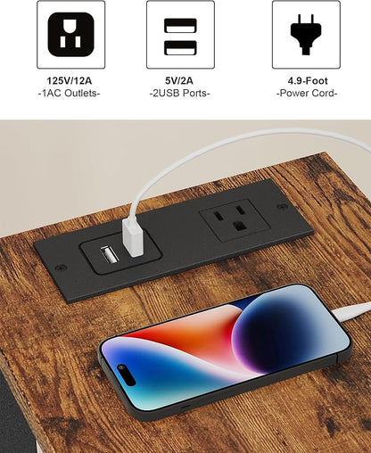 TUTOTAK Small End Table with Charging Station, Narrow Side Table with USB Ports - Image 8