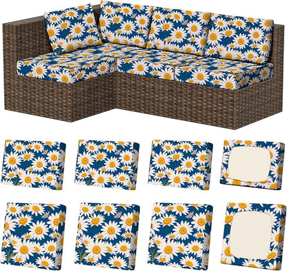 8Pcs Outdoor Cushion Covers, Stretch Patio Furniture Couch Chair Slipcovers | by VORSHAPE