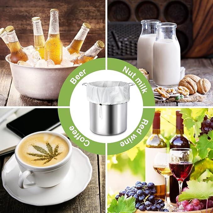 Chumia 5 Pack Brew Bags Reusable Extra Large 26 x 22'' Fine Mesh Strainer Cold Brew Filters Drawstring Cheese Cloth Straining Bags Wine Making Supplies for Fruit Cider Beer
