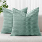 MIULEE Corduroy Decorative Throw Pillow Covers 18x18 Teal Green Pack of 2 | by MIULEE