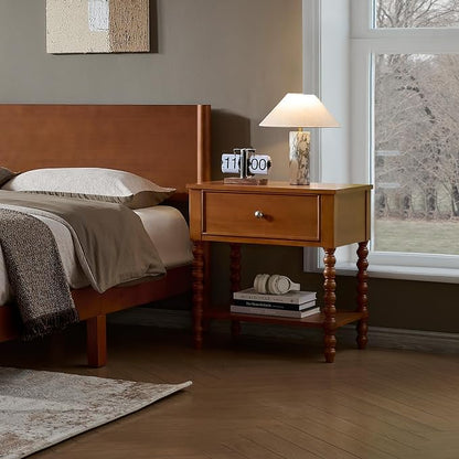 AMERLIFE 24" Wooden Nightstand Set of 2, Vintage Bedside Table - Image 8