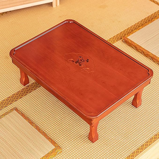 Rectangle Folding Low Coffee Table, Japanese Style Solid Wood Floor Table by Unknown
