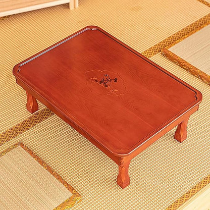 Rectangle Folding Low Coffee Table, Japanese Style Solid Wood Floor Table by Unknown