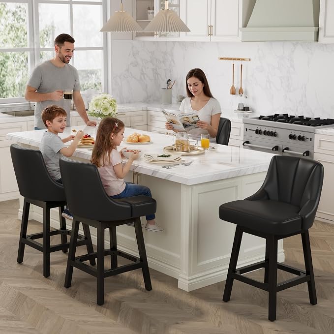 YaFiti Swivel Bar Stools Set of 4, 26 Inch Counter Height Bar Stools - Image 2
