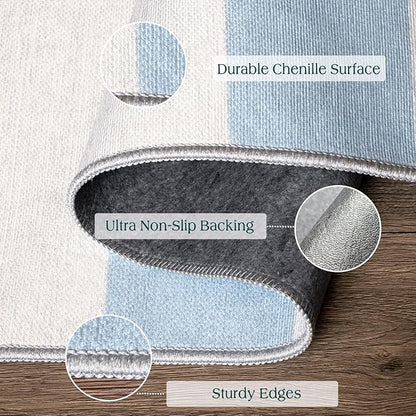 Blue White Striped Outdoor Rug - Image 3