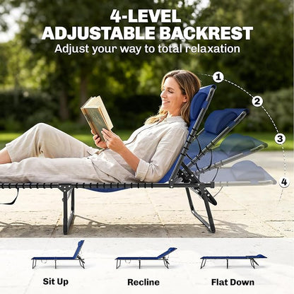 Outsunny Folding Chaise Lounge Chair, Patio Sun Tanning Chair, Outdoor Chaise - Image 4