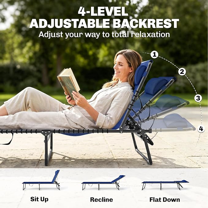 Outsunny Folding Chaise Lounge Chair Set of 2, Patio Sun Tanning Chair - Image 4