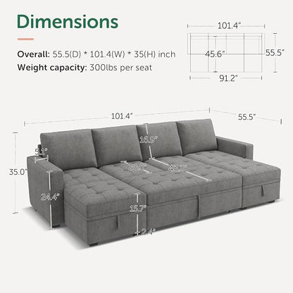 HONBAY Modular Sectional Sleeper Sofa - Image 2