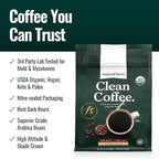 Natural Force - Organic Clean Coffee Dark, Mold & Mycotoxin Free, Lab Tested for Toxins & Purity, Low Acidity, Incredible Taste & Aroma, Founder's Select Whole Bean Dark Roast, 12 oz