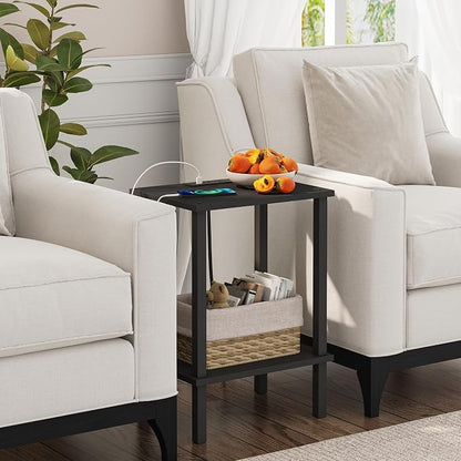 TUTOTAK End Table with Charging Station, Side Table with USB Ports and Outlets - Image 4