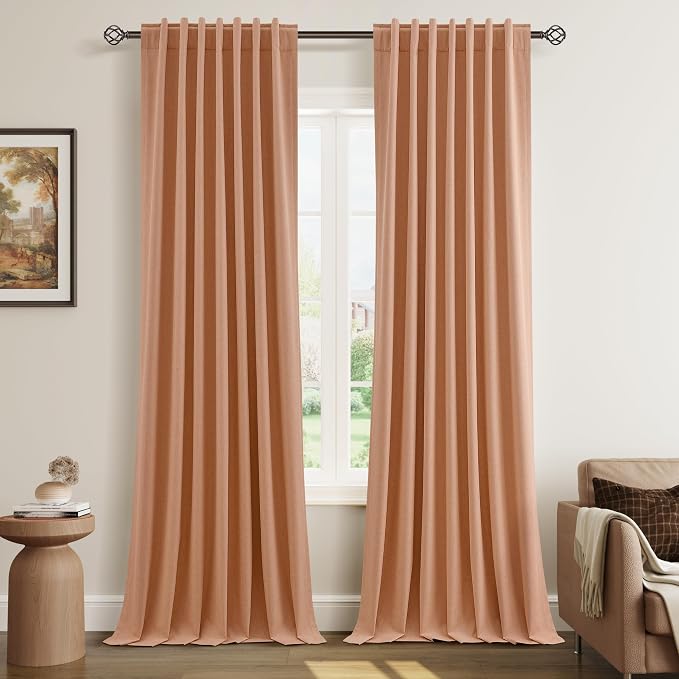 100% Blackout Curtains 90 Inch Length 2 Panels Set by Guken