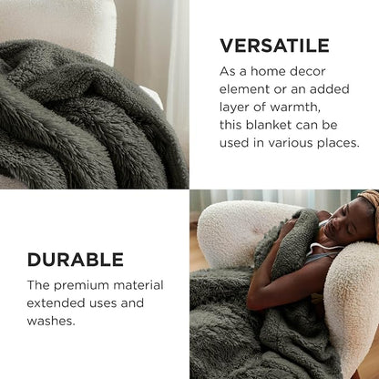Bedsure GentleSoft Fluffy Olive Green King Size Blanket - Image 4