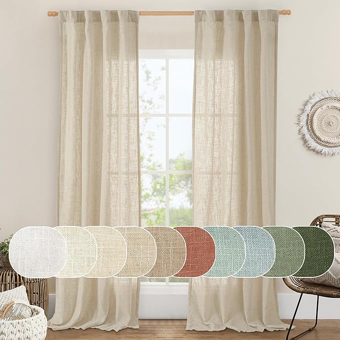 Light Filtering Linen Curtains 84 inches Long by LAMIT