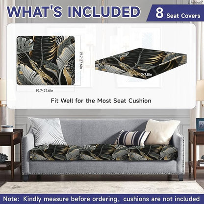 CALBODE 8 Pcs Stretch Indoor/Outdoor Seat Cushion Covers, Indoor/Outdoor Couch - Image 2