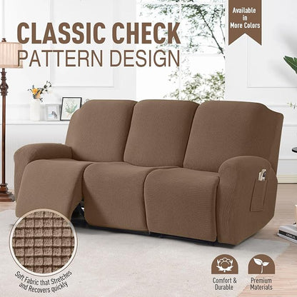 TAOCOCO Recliner Sofa Covers 8-Pieces Stretch Large Couch Covers - Image 2