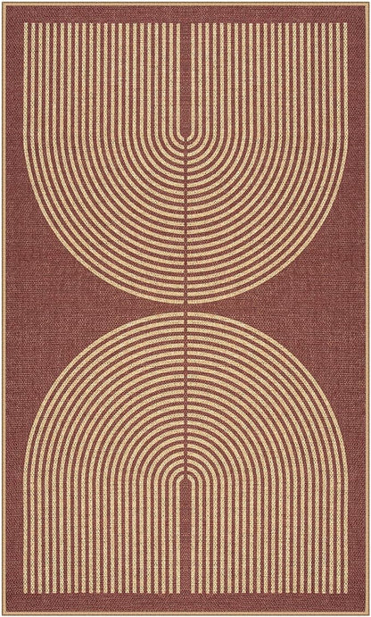 Lahome Rainbow Easy Jute Rug, 3x5 Red Front Porch Entry Way Rugs Indoor | - Image 7