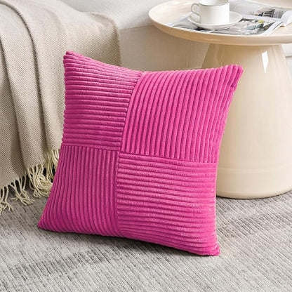 Fancy Homi 2 Packs Hot Pink Decorative Throw Pillow Covers 22x22 Inch - Image 2