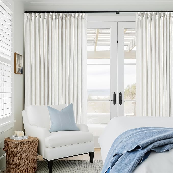 Beige White Pinch Pleated Extra Wide Curtain Panels 90 Inches Long 100 Wide | - Image 7