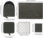 Oven Mitts & Pot Holders Pad and Towel Set, 10-Piece Cute Kitchen Starter Set, Short Oven Mitts, Towels & Dish Cloths for Grilling, Baking, Barbecue