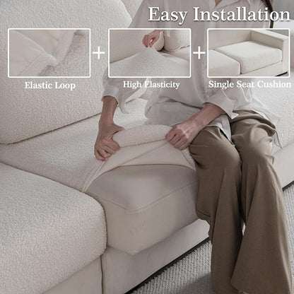 OHSIO Couch Cushion Covers for Sectional Sofa, Stretch Soft Sofa Slipcovers - Image 4