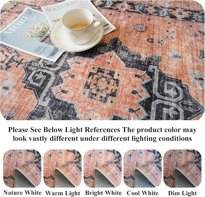 Washable 2x5 Hallway Runner Rug: Indoor Vintage Water Resistant Kitchen - Image 3