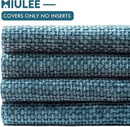 MIULEE Soft Decorative Chenille Pillow Covers Smoke Blue 20x20 Pack of 4 | - Image 6