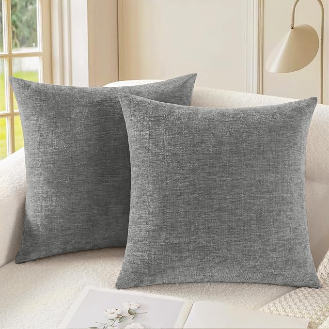 CaliTime Decorative Couch Throw Pillow Covers 16 X 16 Inches Medium Grey | Pack by CaliTime