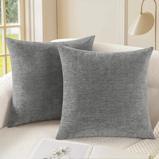 CaliTime Decorative Couch Throw Pillow Covers 24 X 24 Inches Medium Grey | Pack by CaliTime
