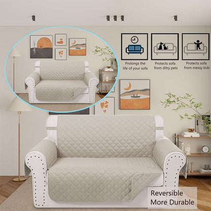 Reversible 45" Small Loveseat Sofa Covers, Friendly Furniture Protector - Image 2