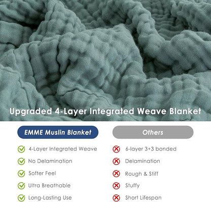 EMME Muslin Blankets for Adults Throw Blanket for Couch Breathable Gauze Soft - Image 8
