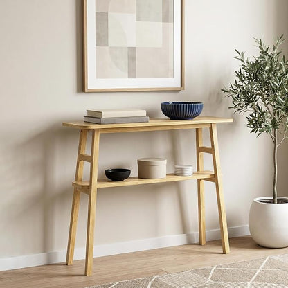 39.4" Solid Bamboo Entryway Console Table, Sofa Table Behind Couch, Narrow - Image 9